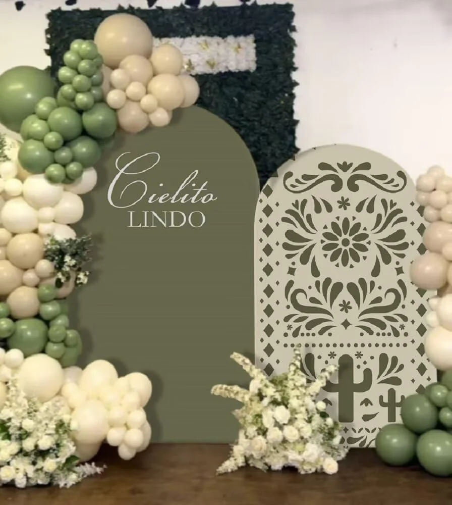 Mehofond Custom 2-Sided Sage Green Mexican Cielito Lindo Birthday Baby Shower Wedding Cover Chiara Arch Background Decor Backdro view 2