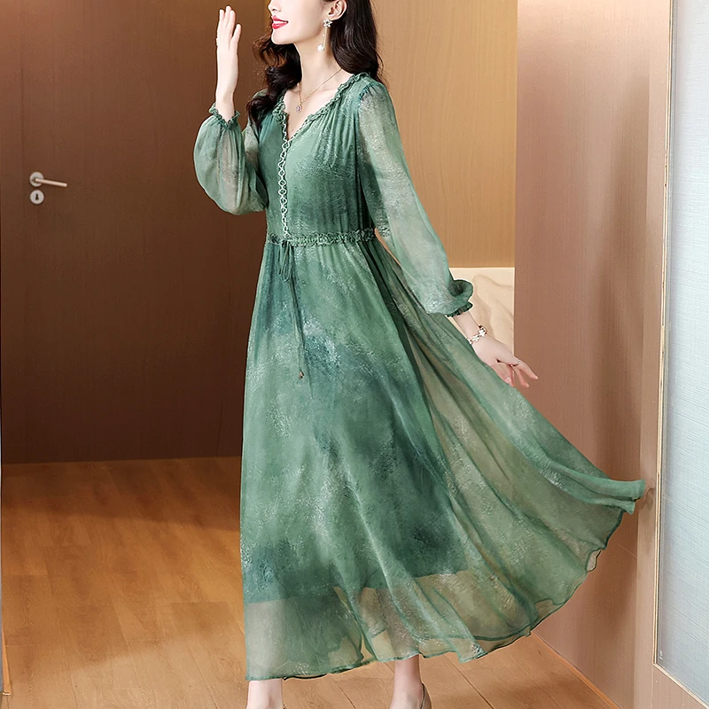 2024 Summer Dress Print Silk Casual Beach Style elegante aderente Luxury Party Vesitdos coreano Fashion Chic Holiday Dress