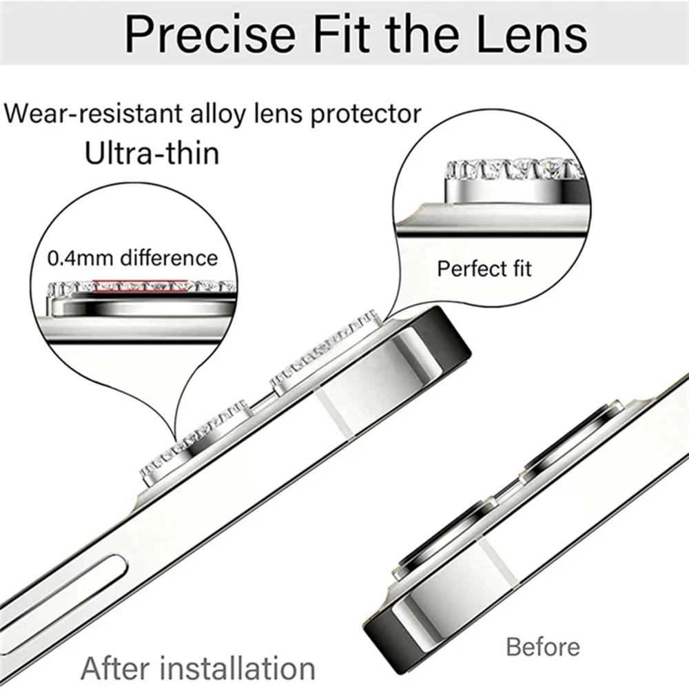 3 قطعة حامي عدسة الكاميرا آيفون 11 12 13 15 برو ماكس ميني بلس الماس المعادن واقية الزجاج آيفون 14 زائد عدسة الزجاج