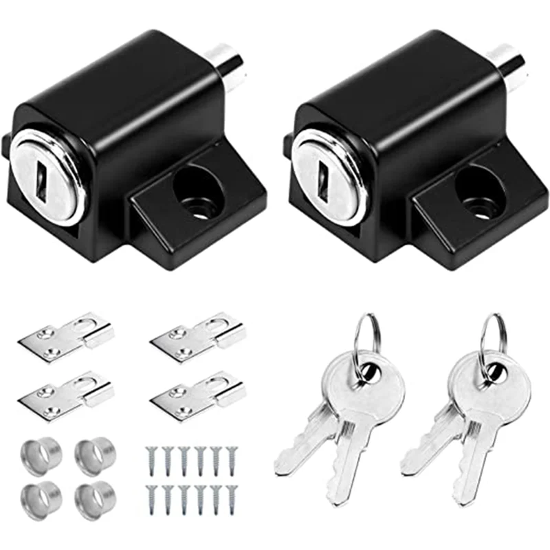 2-Piece Set Stainless Steel Aluminum Alloy Window Lock Anti-Theft Lock Sliding Door Child Anti-Theft Lock Black