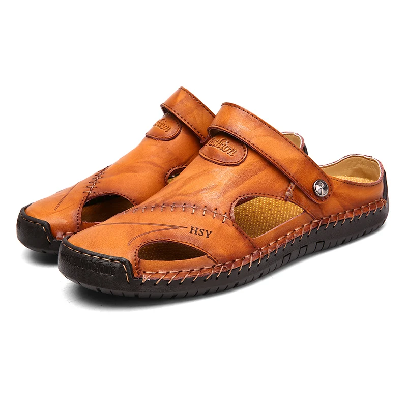 UncleJerry Men's Fashion Sandals Leather Sandal for Man Comfortable and Durable Summer Outddoor Shoes