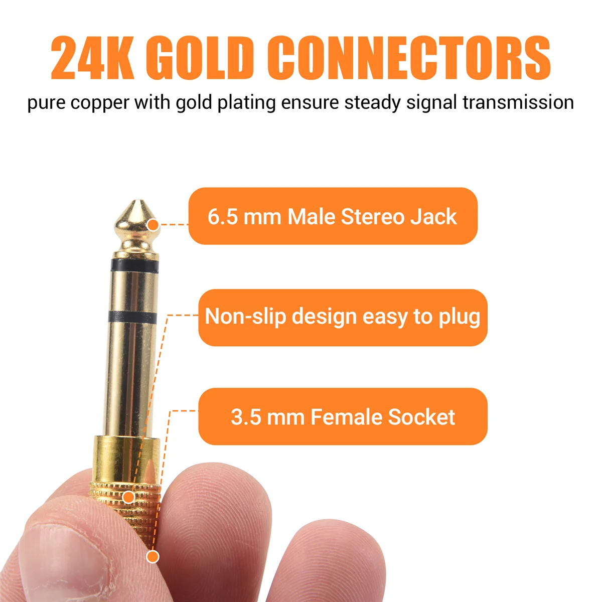 Stereo Gold Plug Headphone Adapter 1/4 Inch Male to 1/8 Inch Female High Quality Audio Cable Converter