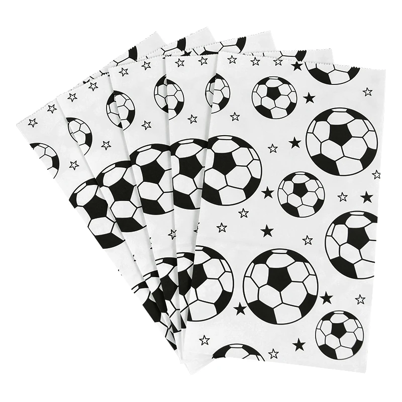 10pcs Football Theme Gift Wrapping Bags Soccer Candy Bag Cookie Popcorn Bag Fans Party Favor Bags for Boys Birthday Party Decor