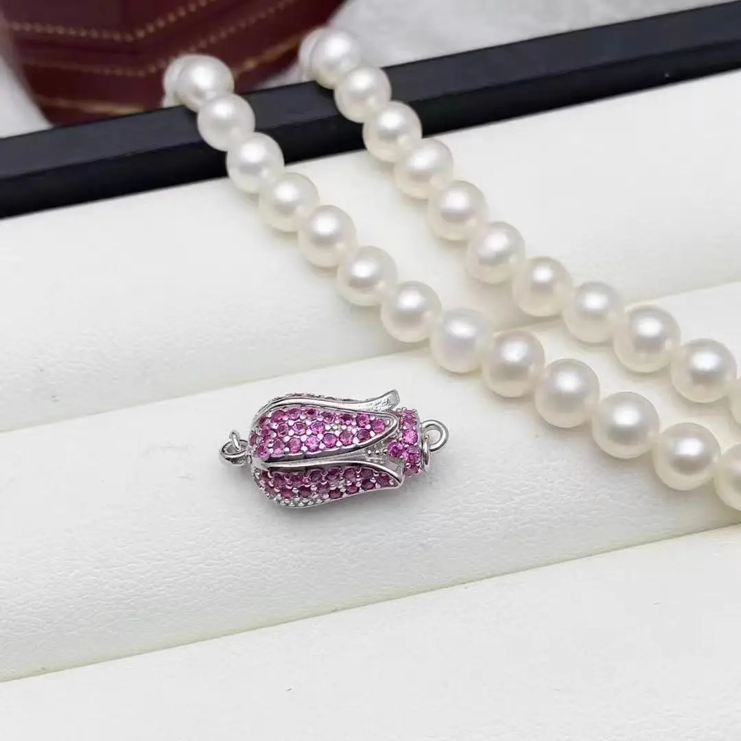 1piece red zircon Rose flower Clasp for making jewelry necklace DIY  connector  hook FPPJ wholesale