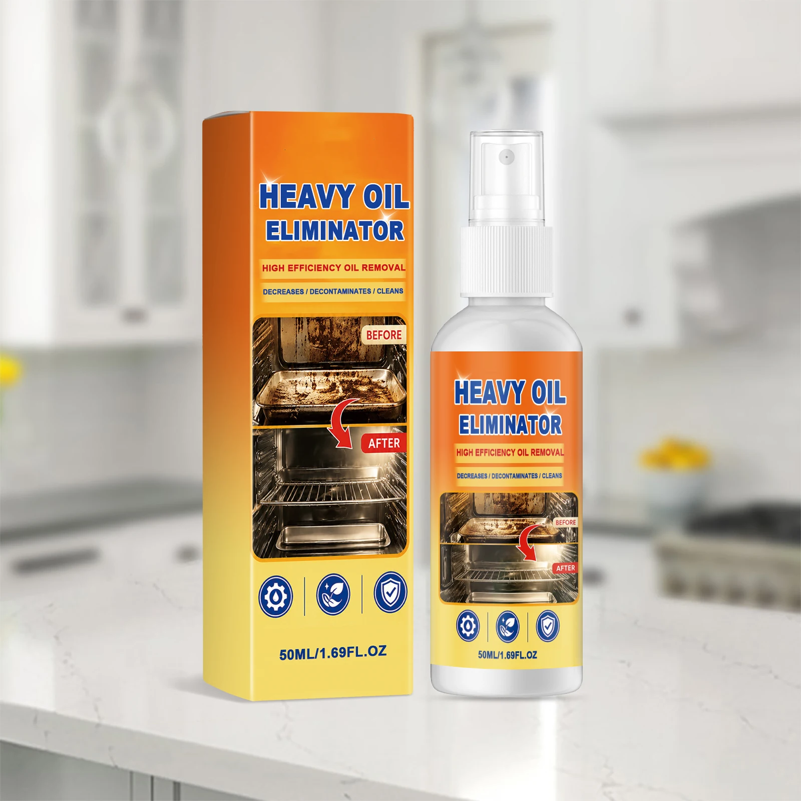 Heavy Duty Grease Cleaning Spray, Household Kitchen Degreaser, Remove Tough Oil Stains for Oven Microwave Cookware, Clean & Refresh Kitchen Surfaces