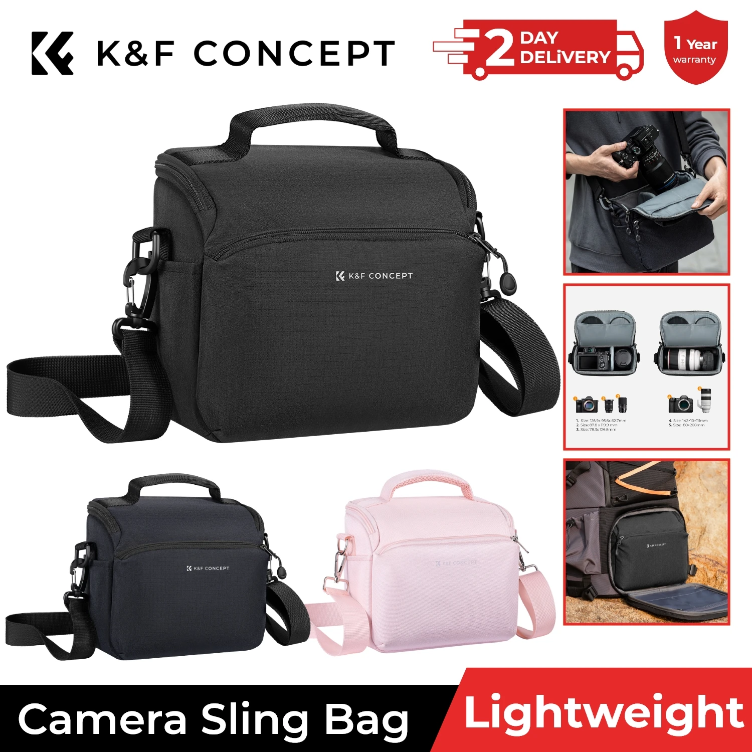 

K & F Concept Сумка на ремне для камеры Водонепроницаемый дорожный рюкзак на одно плечо Противоударная сумка через плечо для Sony Canon DSLR/SLR камеры