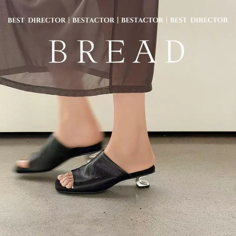2026 new summer women sandals natural leather 22-25cm soft sheepskin+pigskin open toe mules high heel women slippers fashion
