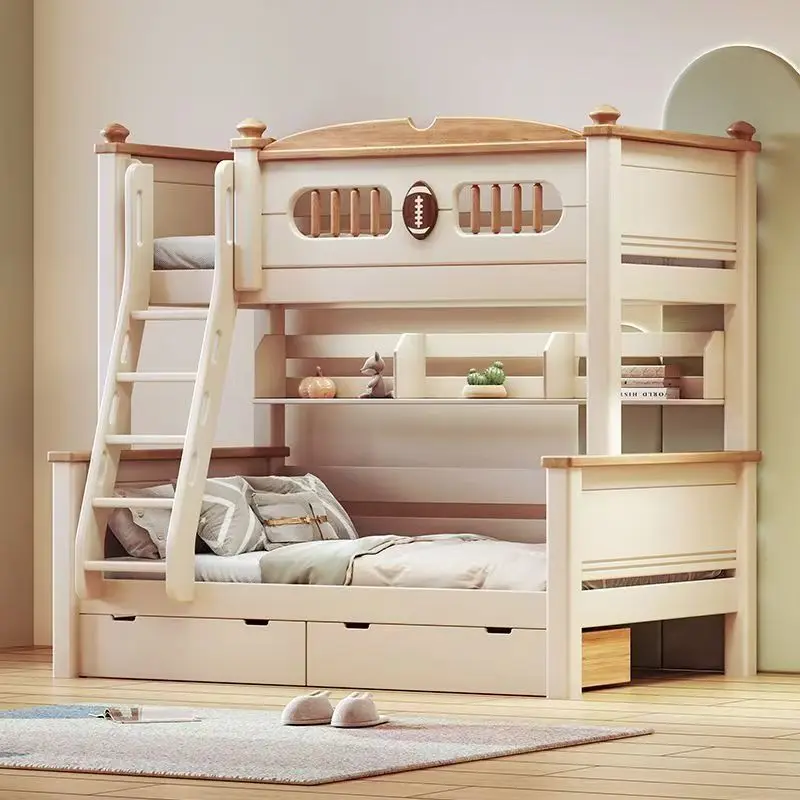 ！@Solid Rosewood Bunk Kids Bed Kids Wooden Furniture Sets Wooden Bunk Bed Bedroom Bunk Bed With Cabinet Stairs and Drawers