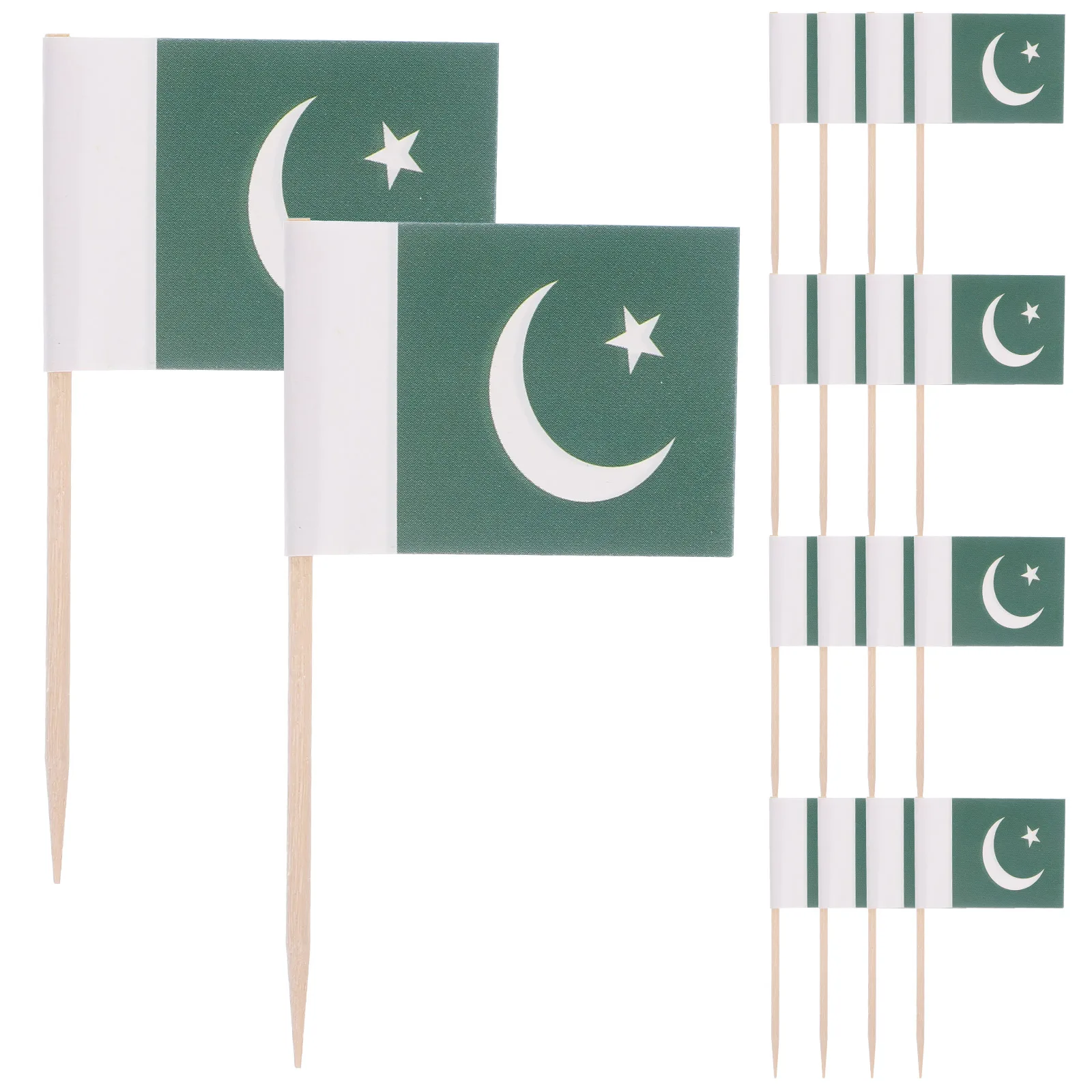 

100pcs Mini Stick Pakistan Flags Cocktail Toothpick Cake Decorations Bamboo Picks Fruit Sandwich Party Favors Dessert Toppers
