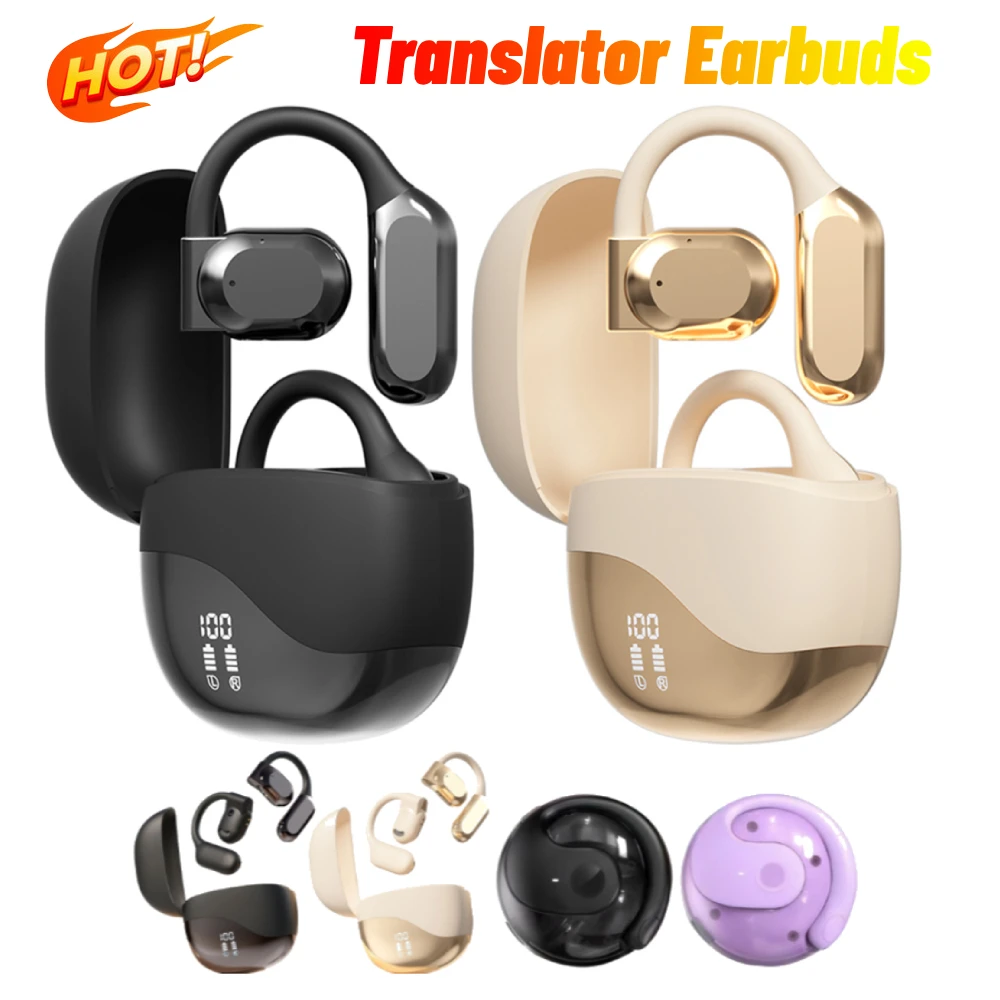 Translation Earbuds AI Intelligent Translator Earbuds 144 Language Translation Device Bluetooth 5.4 Two-Way Voice Travel Earbuds