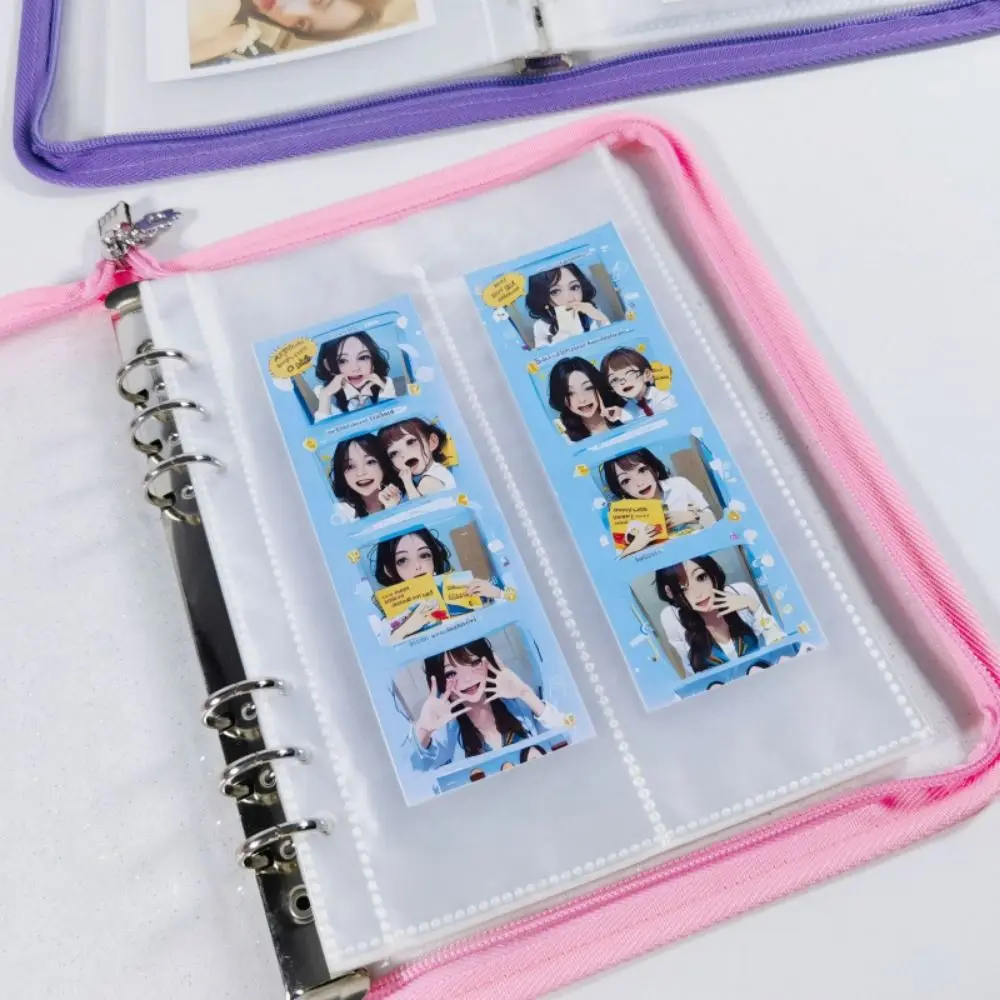 Reusable Loose-leaf Binder Cover Multi Pockets Zipper Closure Transparent Photo Album INS 6-Ring Sticker Keeper Photocard