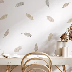 1pc Nordic Style Plant Leaves Wall Stickers for Kids Bedroom Living Room Wall Art Home Decoration DIY Feather shape Wall Decals