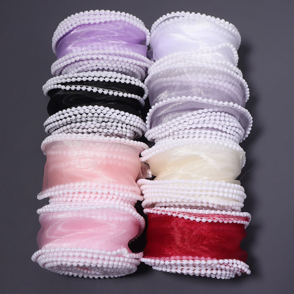 5 Yards 4 cm Fischschwanz-Perlengarnband, Seidenorganza-Spitzenband, Gurtband für DIY handgemachte Schleifen, Blumensträuße, Geschenkverpackungen, Hochzeitsdekoration – Detail 5
