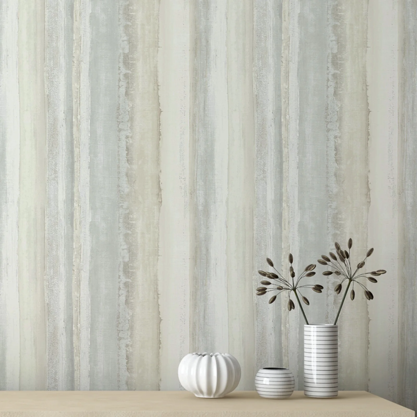 Watercolor Stripe Pattern Wallpaper For The Kitchen, Modern Desgin Self-adhesive Wall Mural For Home Decor,Or Tradition Un-paste