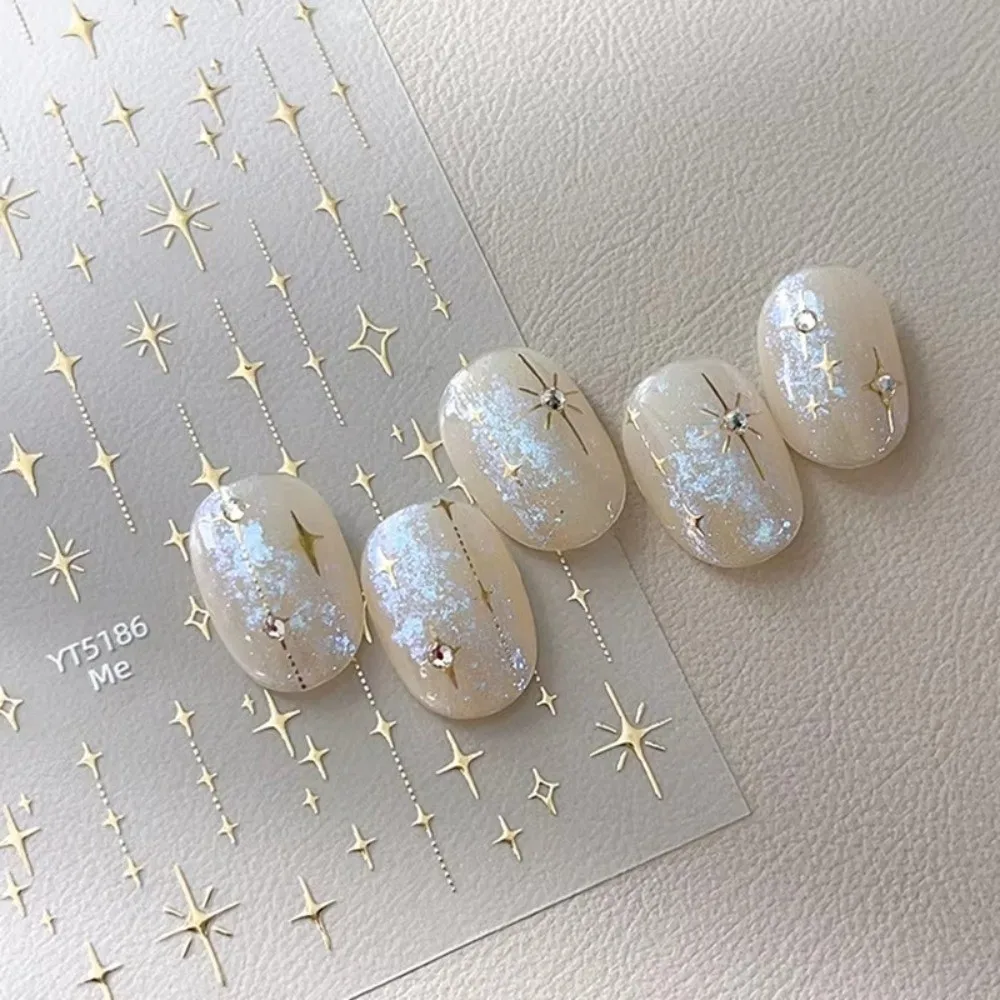 Rhinestones Relief Nail Art Decorations Starlight Laser Glitter Self-Adhesive Manicure Decals Gold Silver Stamped 3D Nail Art