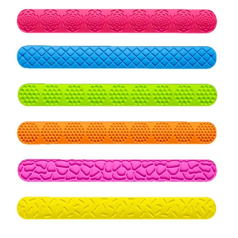 Set De 4 Pulseras De Silicona Texturizadas – Piedras Sensoriales Para Aliviar La Ansiedad En Adultos Y Niños Con Autismo O TDAH