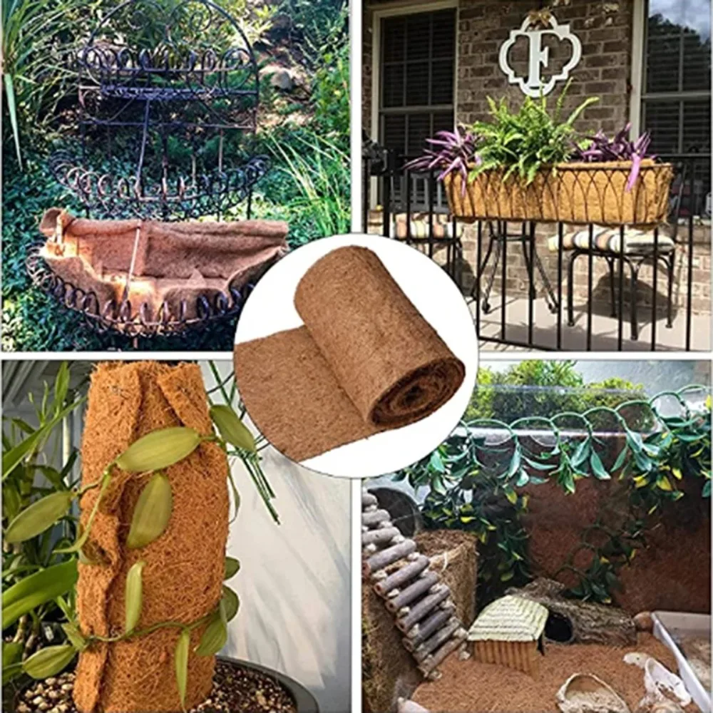 Plant Fiber Roll Reptile Carpet Mat Winter Insulation Non-Slip Moisture-Proof Flower Pot Mat Natural Coconut Fiber