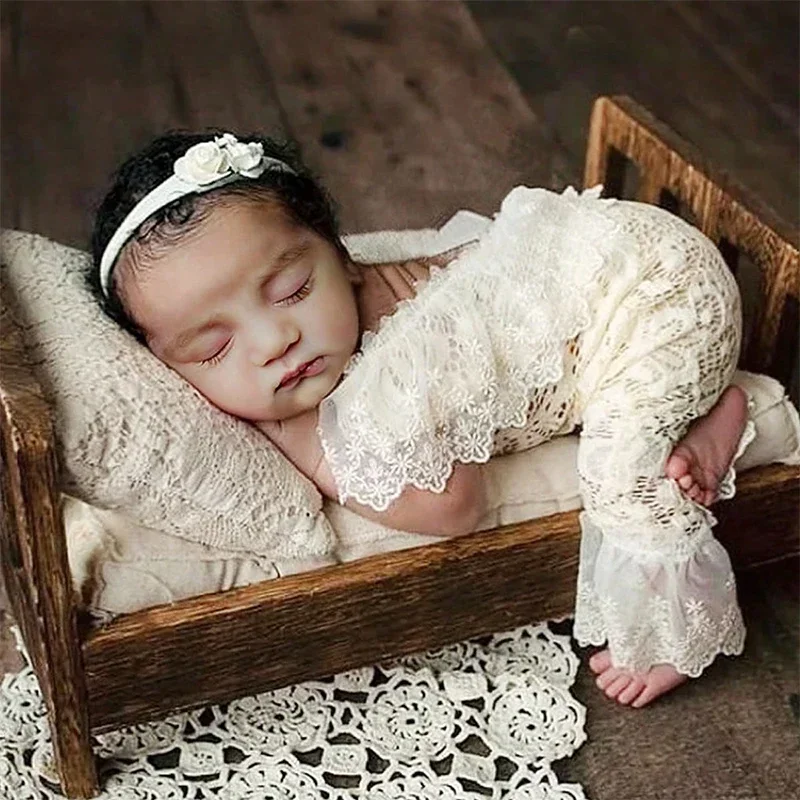 

Lace Jumpsuit with Headband Newborn Photography Props Baby Girl Photography Outfits Newborn Infant Props Photo Shooting Clothes