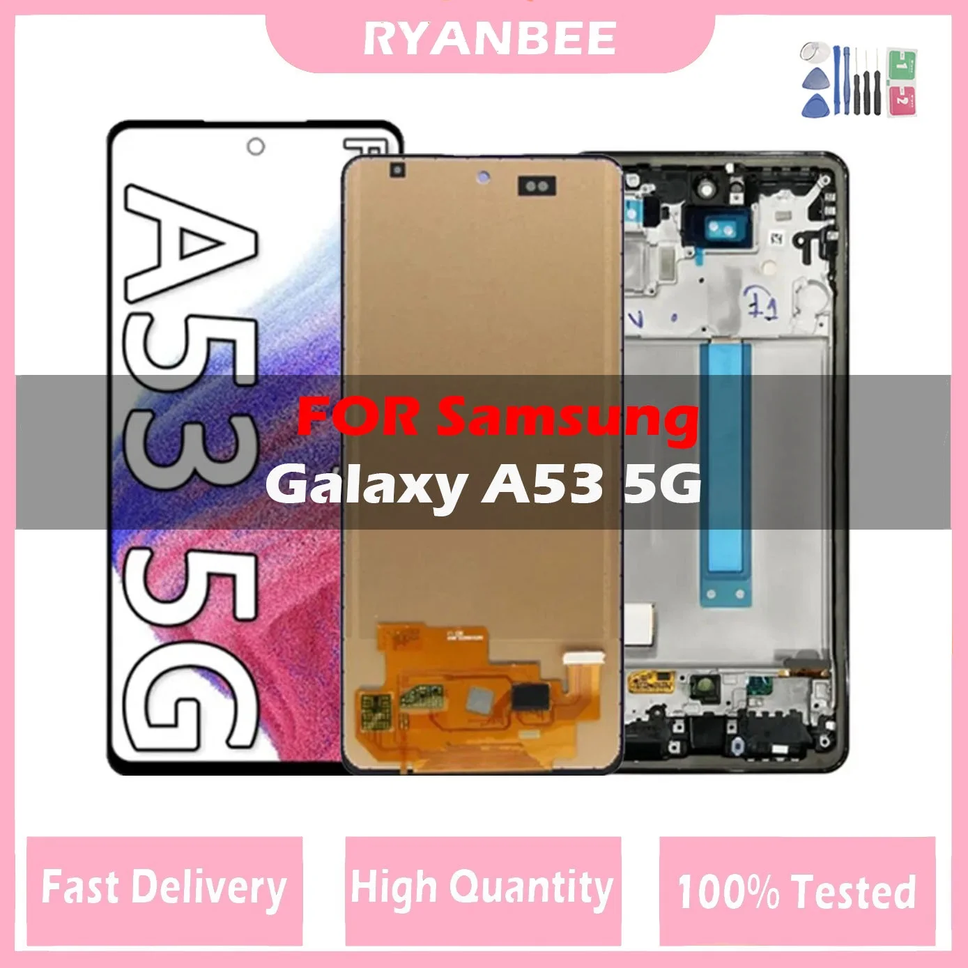 

Super AMOLED A53 5G Display Screen For Samsung Galaxy A53 5G A536 A536B A536U Lcd Display Touch Screen Replacement With Frame