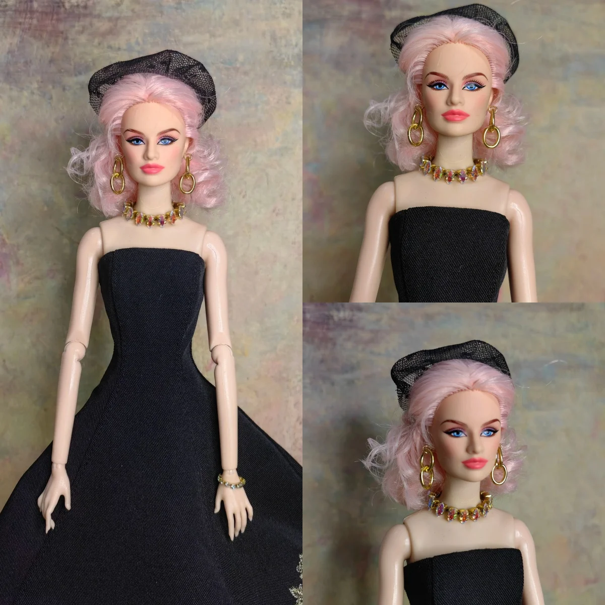 1/6 Doll Jewellery Luxurious Dazzling Waterdrop Diamond Necklace+Hoop Earring+Diamond Bracelet For 30cm Supermodel Doll Dress Up