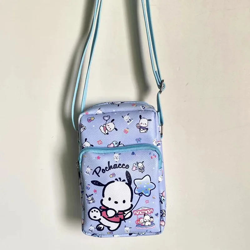 Kitty Kuromi Melody Cartoon Phone Holder Messenger Bag - Soft PU Leather, Cute Cartoon Character Pattern Durable Shoulder Bag