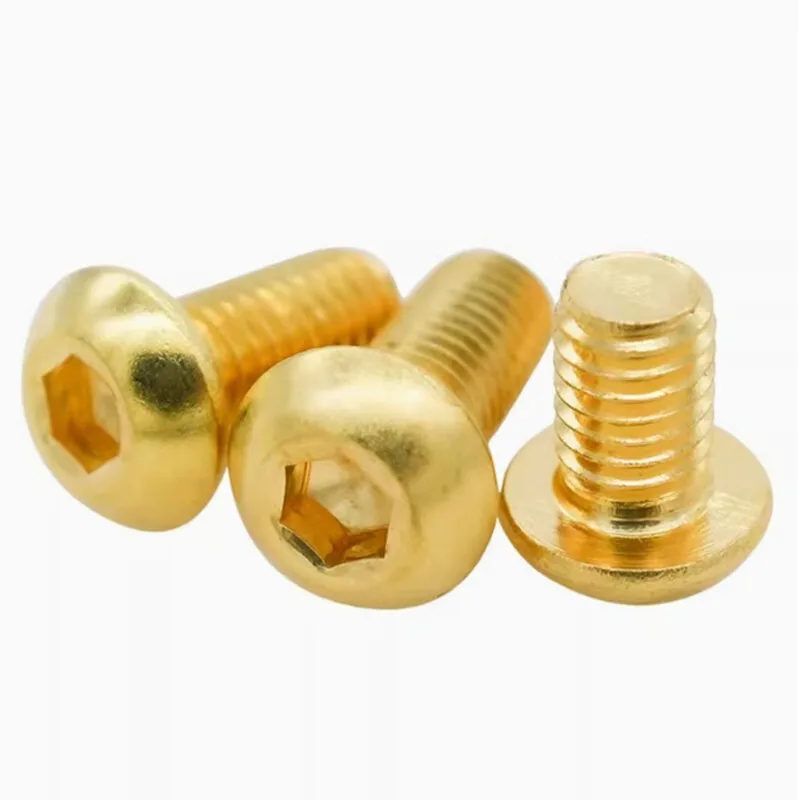 20-1Pcs M2 M2.5 M3 M4 M5 M6 M8 M10 M12 Pure Allen ISO7380 Brass Button Head Hex Socket Screws