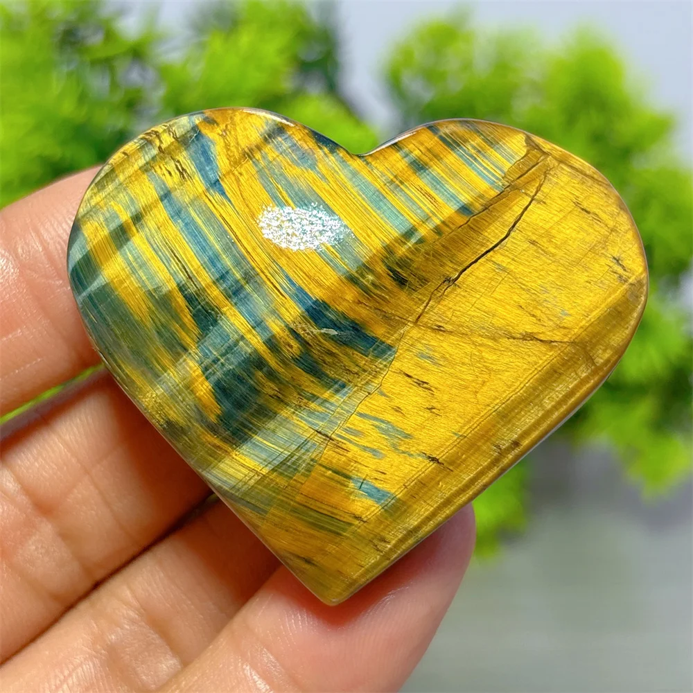 Blue Yellow Tiger Eye Heart Natural Crystal Home Decoration Room Decor Luck Quartz Reiki Stone Garden Healing Energy Love Gifts