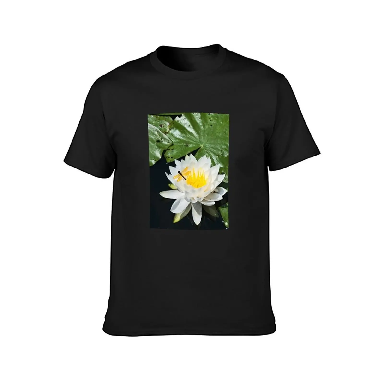 Water Lily Dragonfly T-Shirt plus size tops summer clothes oversized mens clothing