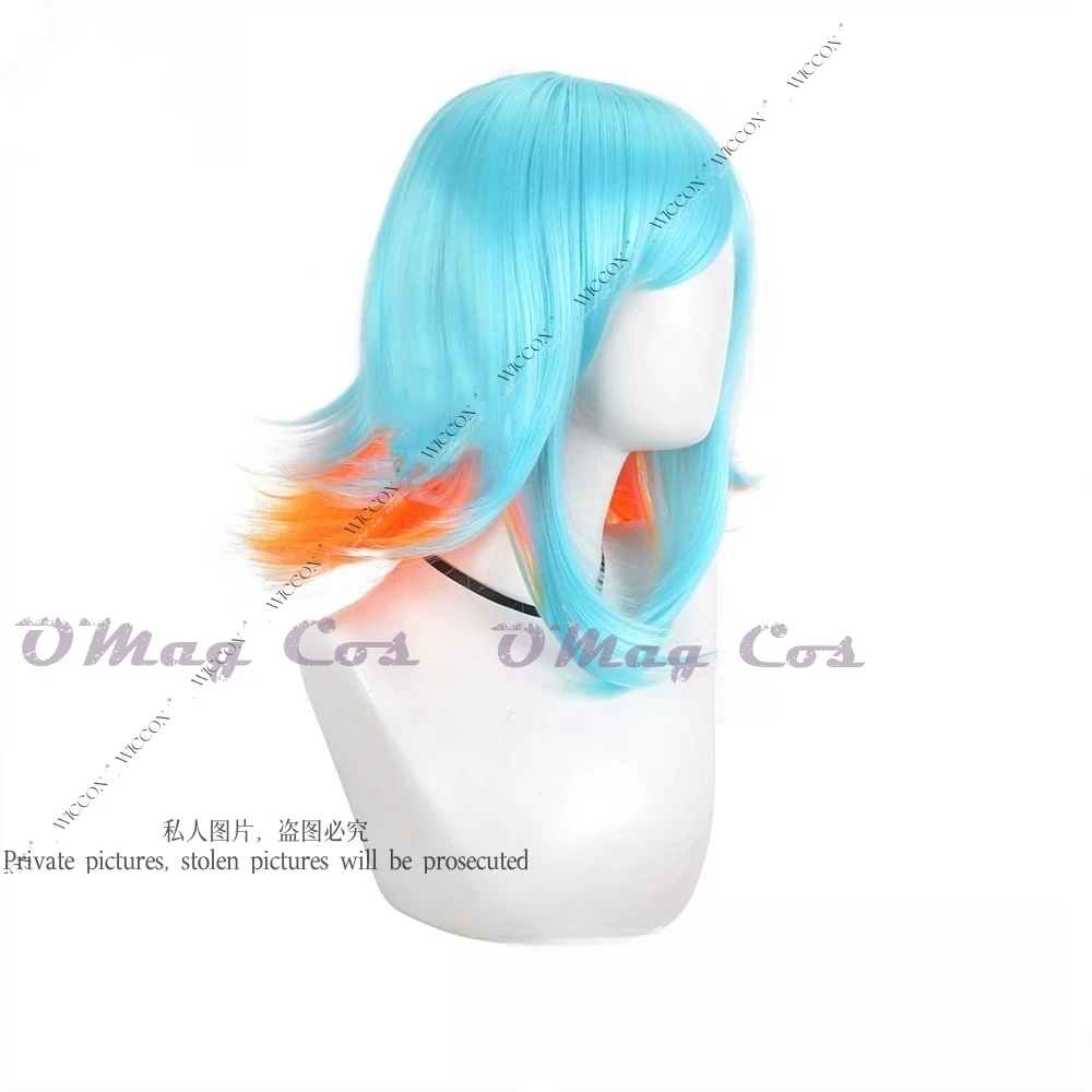 KDA Super Fan Neeko Cosplay Wig para mulheres, cor mista, cabelo sintético, resistente ao calor, 35-40cm