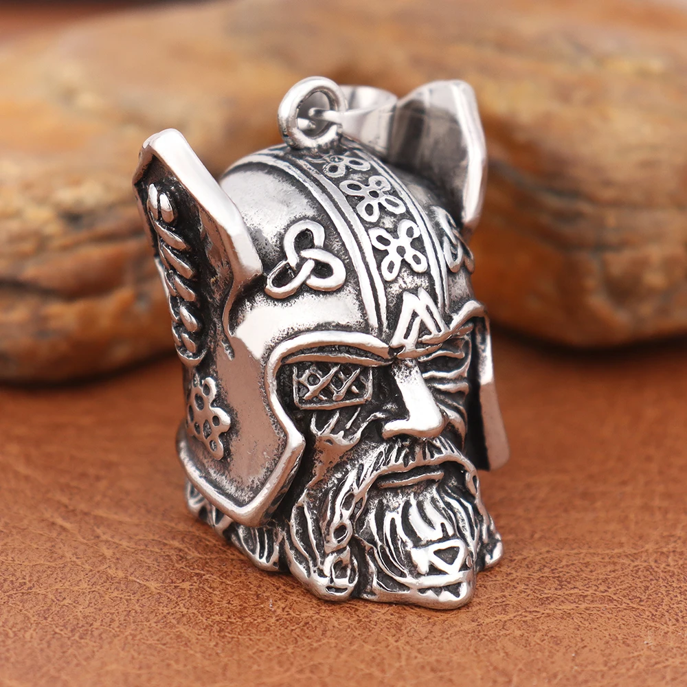 Vintage Viking Warrior Bell Pattern Necklace for Men Stainless Steel Black Norse Motorcycles Pendant Classic Jewelry Wholesale