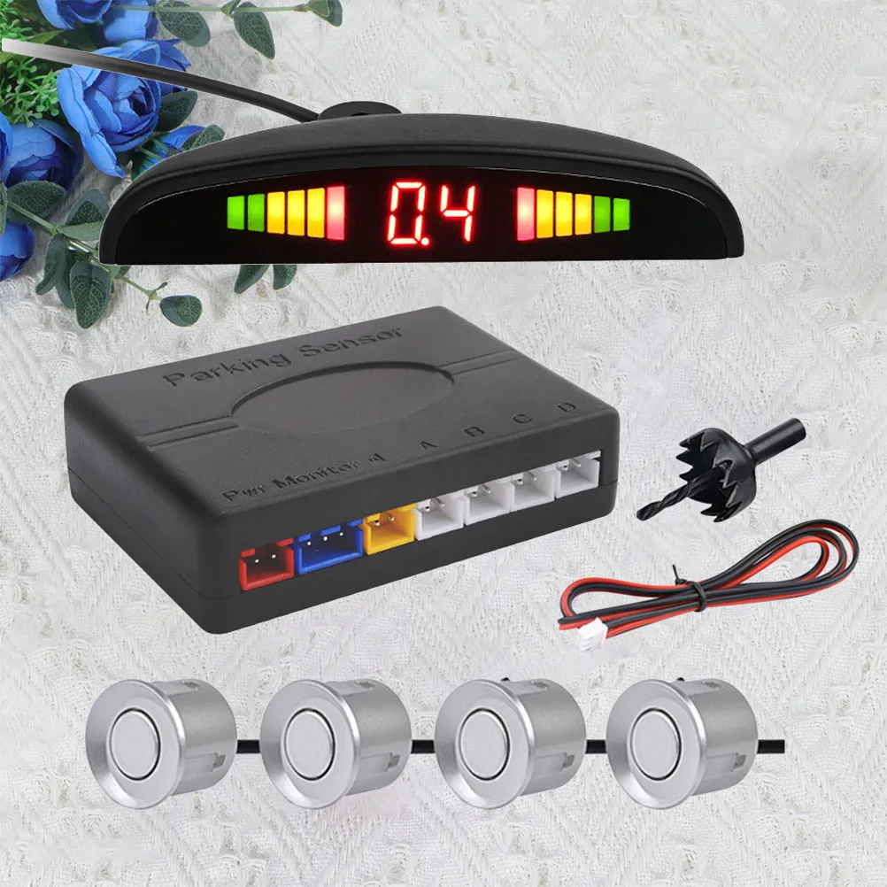 1Set Professional Reversing Radar with 4 Probes Digital Colored LED Display Car Parking Warning System Universal Rear Parking