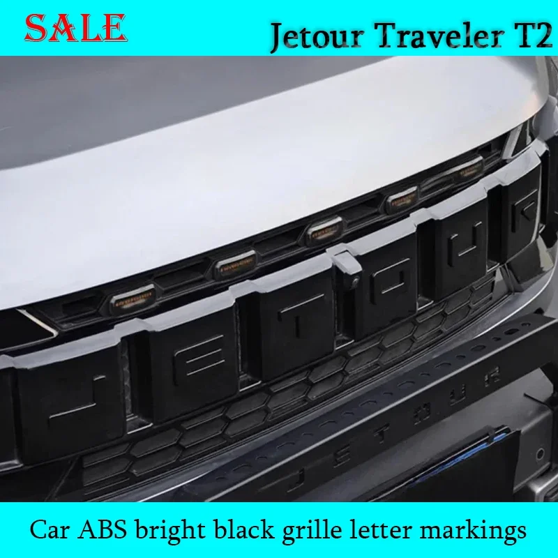 Fit for JETOUR Traveler T2 2023-2025 Automobile ABS Bright Black Grille Letter Marking Sticker Auto Exterior Decoration Parts