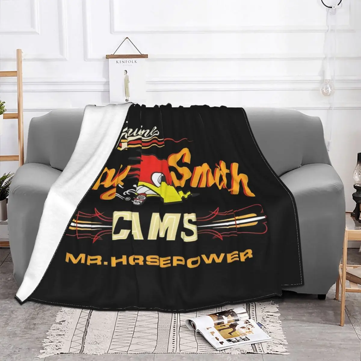 Clay Smith Cams Street Racing Car Blankets Mr. Horsepower Flannel Vintage Soft Throw Blanket for Coverlet Decoration