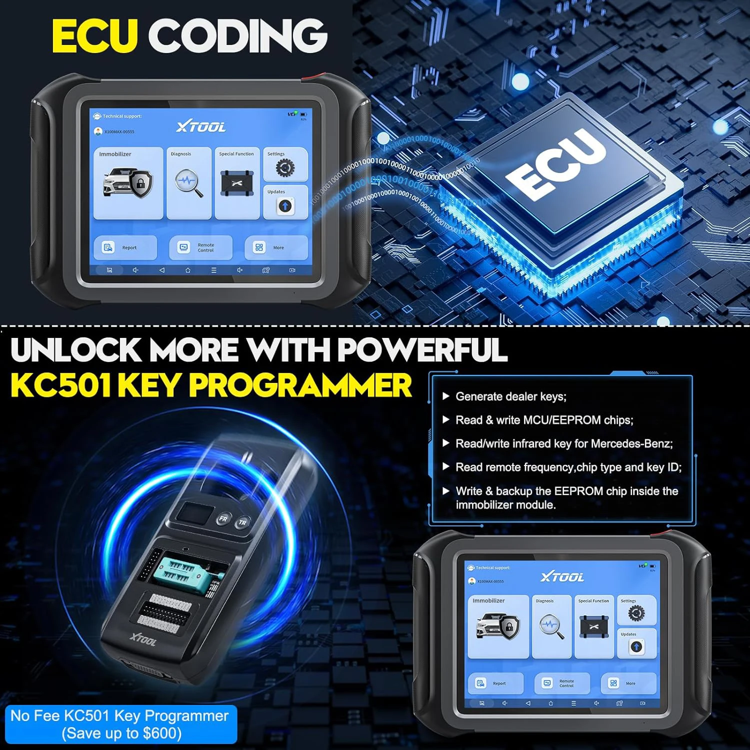 XTOOL X100MAX مبرمج IMMO & Key المتقدم ECU ترميز المسح ثنائي الاتجاه مع تحديث KC501 لخريطة الطوبولوجيا X100Pad3 42+ الخدمة #5