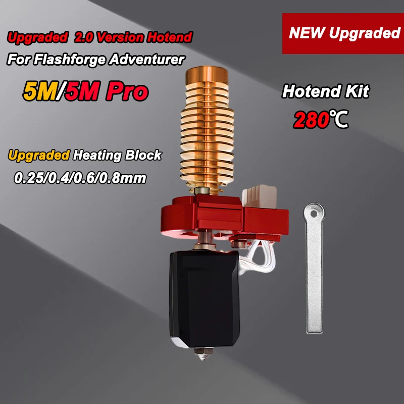 

Latest Upgraded Hotend Kit for Flashforge Adventurer 5M/5M Pro Hotend AD5M Nozzle Kit Ceramic Heating Block & Hard Steel Nozzle