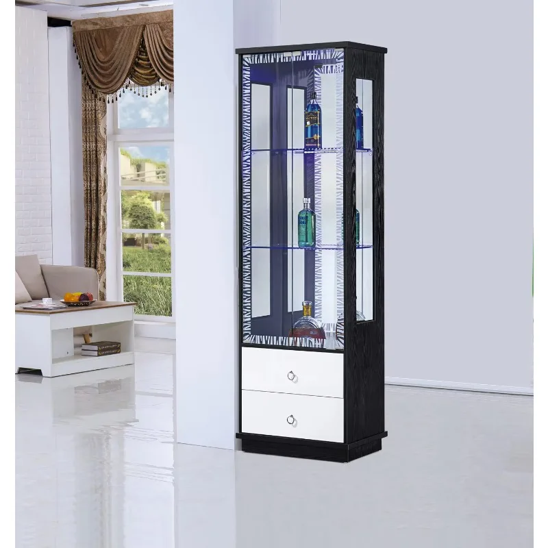 Leuchtdioden-Vitrine aus Glas und Schrank für Zuhause – Schlafzimmer, Nachttisch, Wohnzimmer, Weinschrank und Esszimmer, einfache Kunst