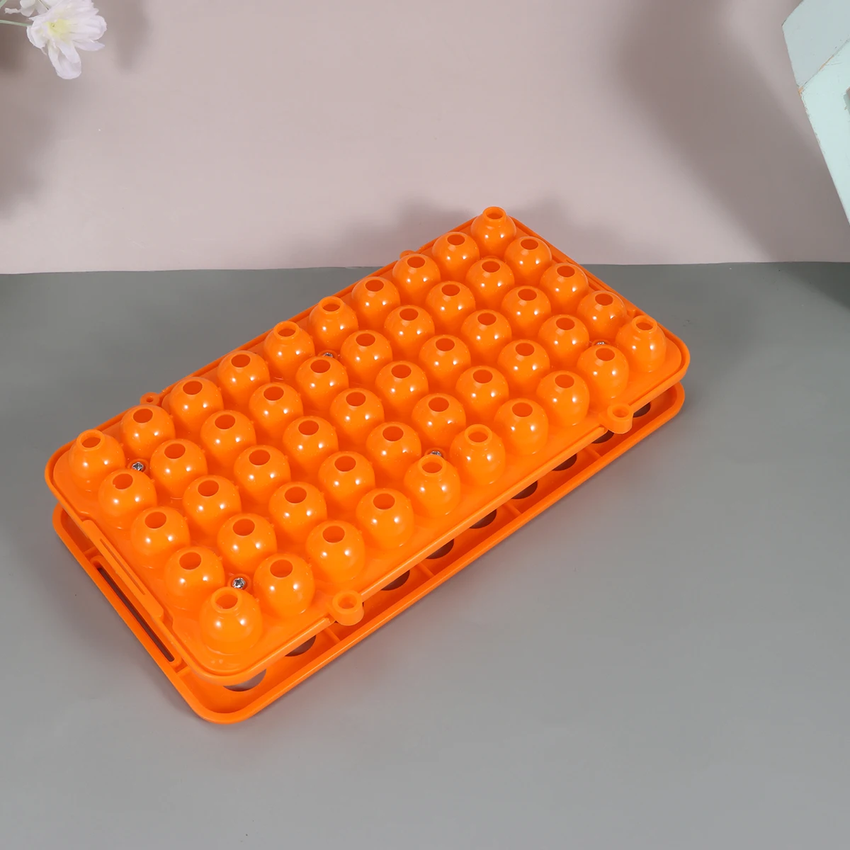 

50 Slots Test Tube Rack Holder Laboratory Water Bath Orange 10mm 18mm Silicone Gasket Thickened Easy Use Tube