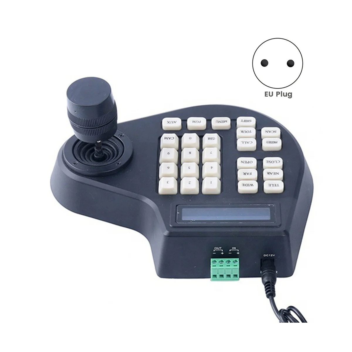 Mini 3D Coaxial CCTV Keyboard Controller LCD 1.5Km Joystick RS485 PTZ Speed E Camera Bracket for Pelco SAMSUNG EU Plug