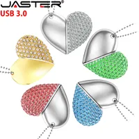 Love Heart Necklace USB 3.0 Flash Drive 64GB Creative Gifts Pen Drive 32GB Golden Memory Stick Green Pink Silver Blue U Disk 16G