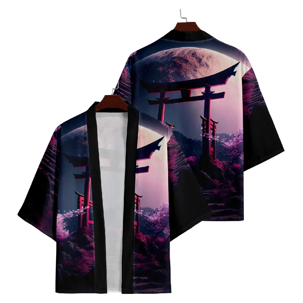 

New Design Fushimi Inari Shrine Beach Women Print Haori Yukata Fashion Japanese Cardigan Kimono Traditional Asian Clothing 2024