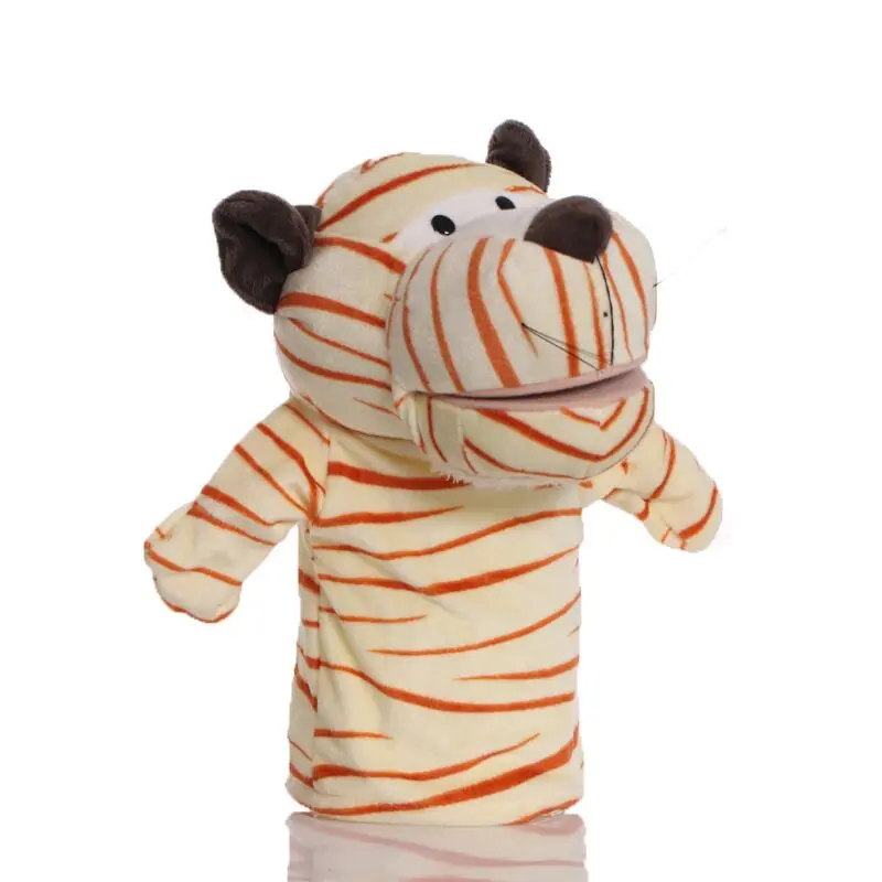 1pc 25cm Leopard Hand Tiger Plush Toys Baby Educational Animal Hand Puppet Cartoon Pretend Telling Story Doll for Kids Gifts