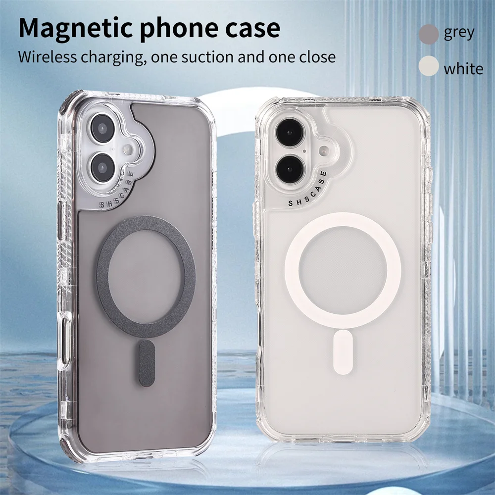 SHSCASE Luxury Clear Magnetic Phone Case for iPhone 16 Pro Max 16 Pro 16 Plus 16 Wireless Charging Defender Cover Rugged Funda