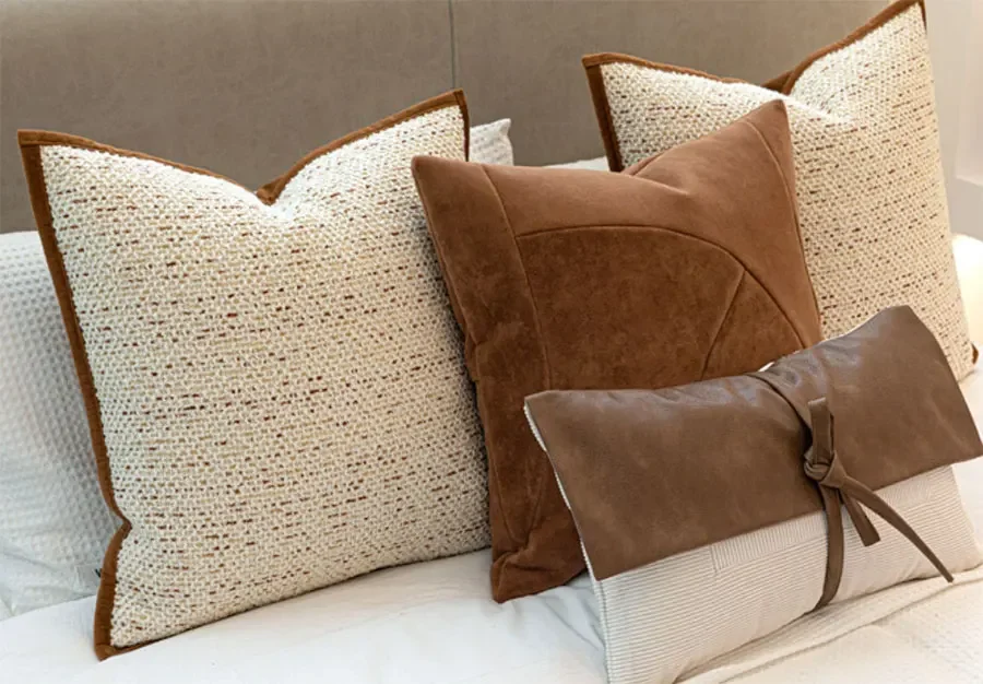 Caramel Tweed Pillows Ivory Cushion Cover 50x50 30x50 Luxury Decorative Pillow Case For Sofa Chair Modern Living Room Home Decor