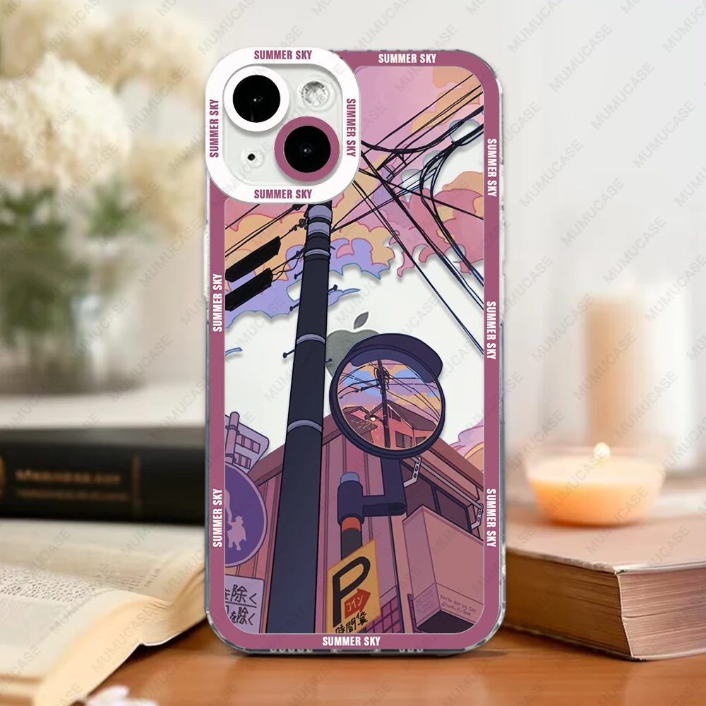 Summer Sky Angel Eyes Phone Case For iPhone 16 15 14 13 12 11 Mini Pro Max XS X XR SE 7 8 Plus Transparent Cover