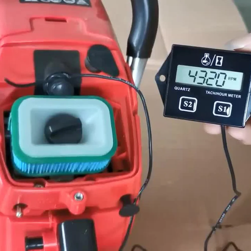 Medidor de horas de tacómetro de motor digital Pantalla LCD Tacómetro/medidor de horas reiniciable a prueba de salpicaduras para motor de carrera de motocicleta