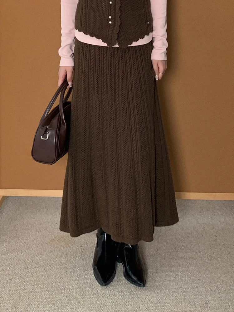 

Boran High Waist A-Line Knitted Skirt Ele Sle Women's Faion Commute Winter New Arrival Slimming Skirt