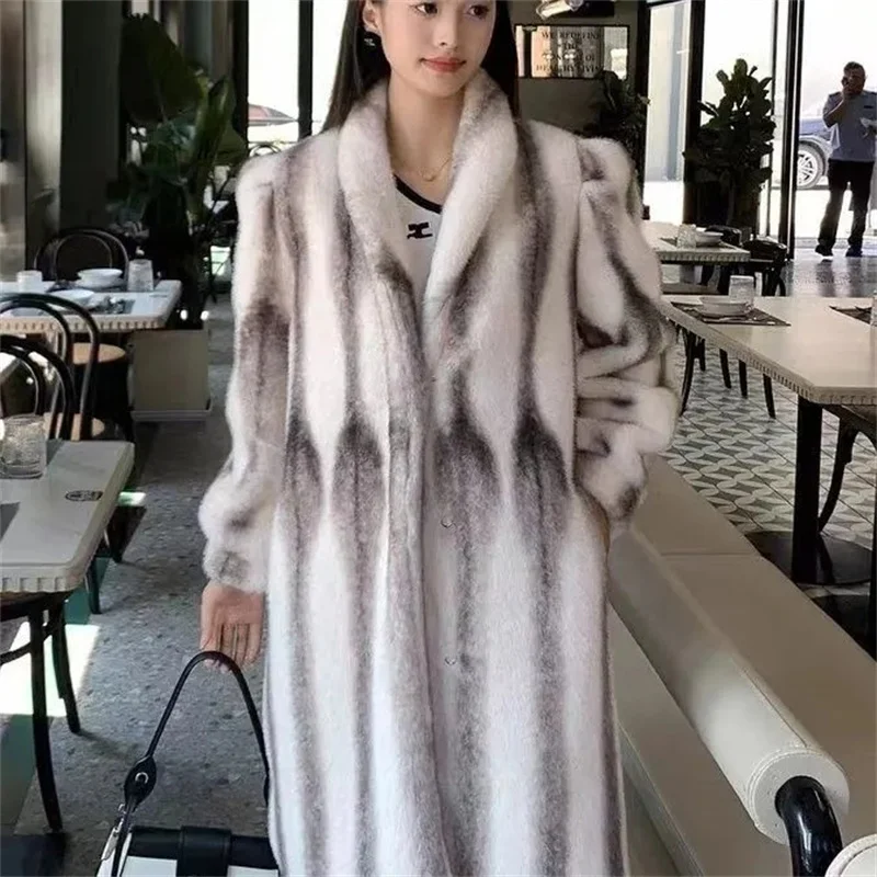 2024 Autumn Winter New Mink Fur Jacket Female High-Quality Long Coat Young Fashion Slim Korean Outwear Loose Mao Mao Coats Women