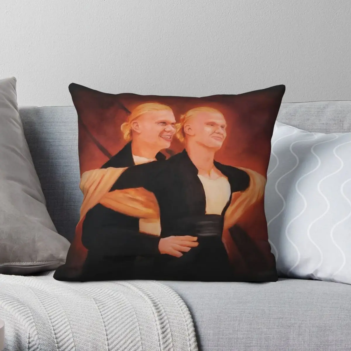 Квадратная наволочка Erling Haaland Titanic, Полиэстеровая льняная бархатная декоративная Декоративная Подушка на молнии, диванная подушка, чехол для дивана, 18 дюймов