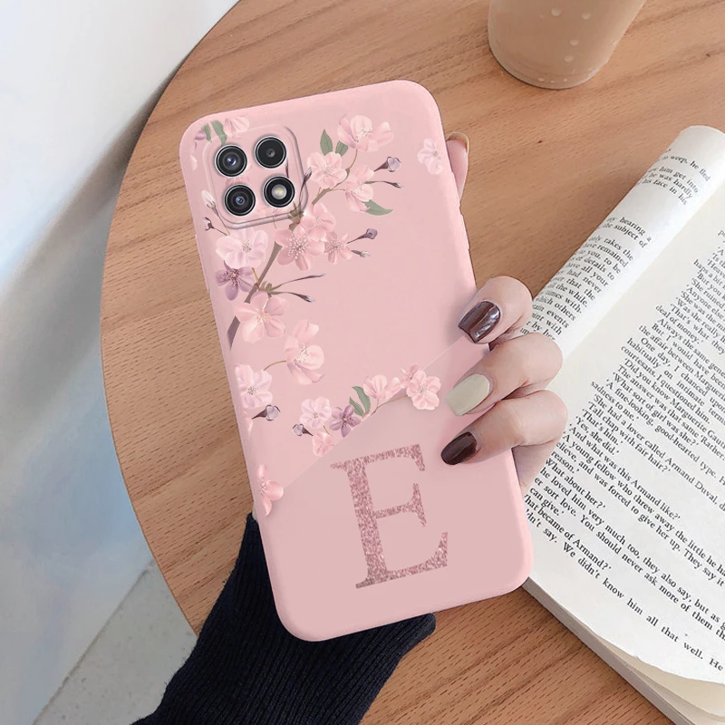 Letter Flower Phone Case For Samsung Galaxy A22 A22S 5G Shockproof TPU Bumper Soft Silicone Back Cover For Samsung A 22 Fundas