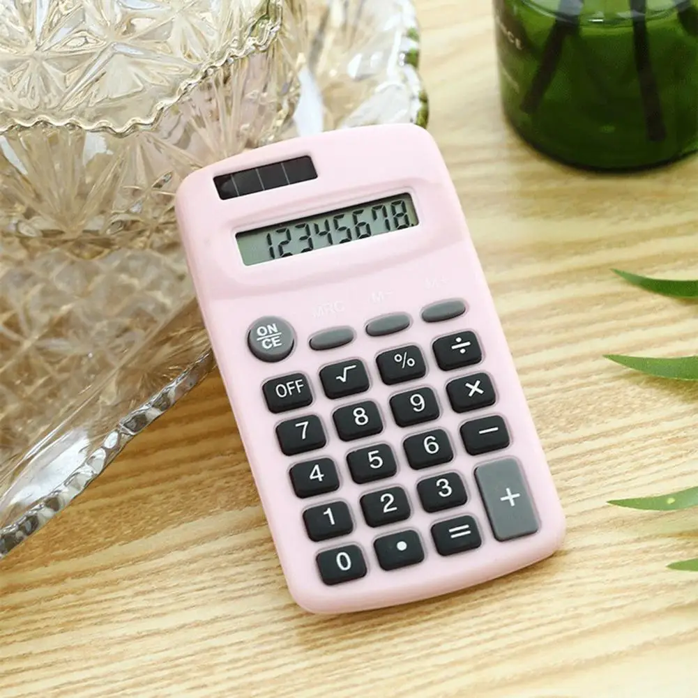 เครื่องคิดเลขขนาดเล็กสำหรับโรงเรียนเครื่องคิดเลขใช้พลังงานแสงอาทิตย์ตั้งโต๊ะ8หลักความแม่นยำสูงอุปกรณ์สำหรับโรงเรียน
